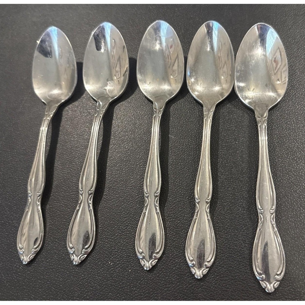 Oneida Deluxe‎ Strathmore Stainless Steel Teaspoon Spoon Spoons Set Of 5 USA